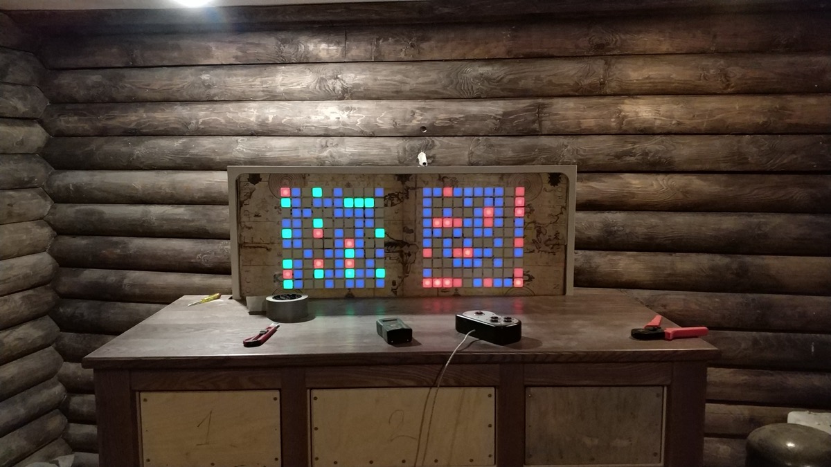 Светодиодное игровое поле в декорациях квеста